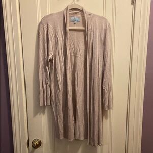 Joan Vass Tan Open-Front Cardigan Sweater